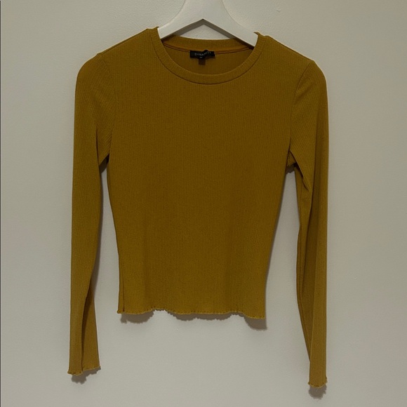 Dynamite Golden Long Sleeve Ribbed Top - Picture 1 of 3